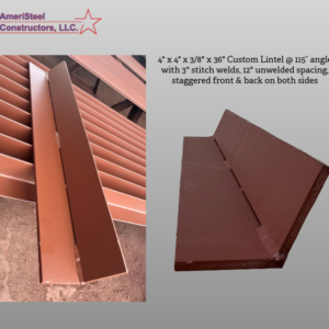 4” x 4″ x 3/8 x 36″ Custom Lintel @115 angle